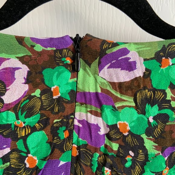 Zara Women's Floral Faux Wrap Long Sleeve Green Purple Draped Bodysuit Size S - Picture 7 of 13